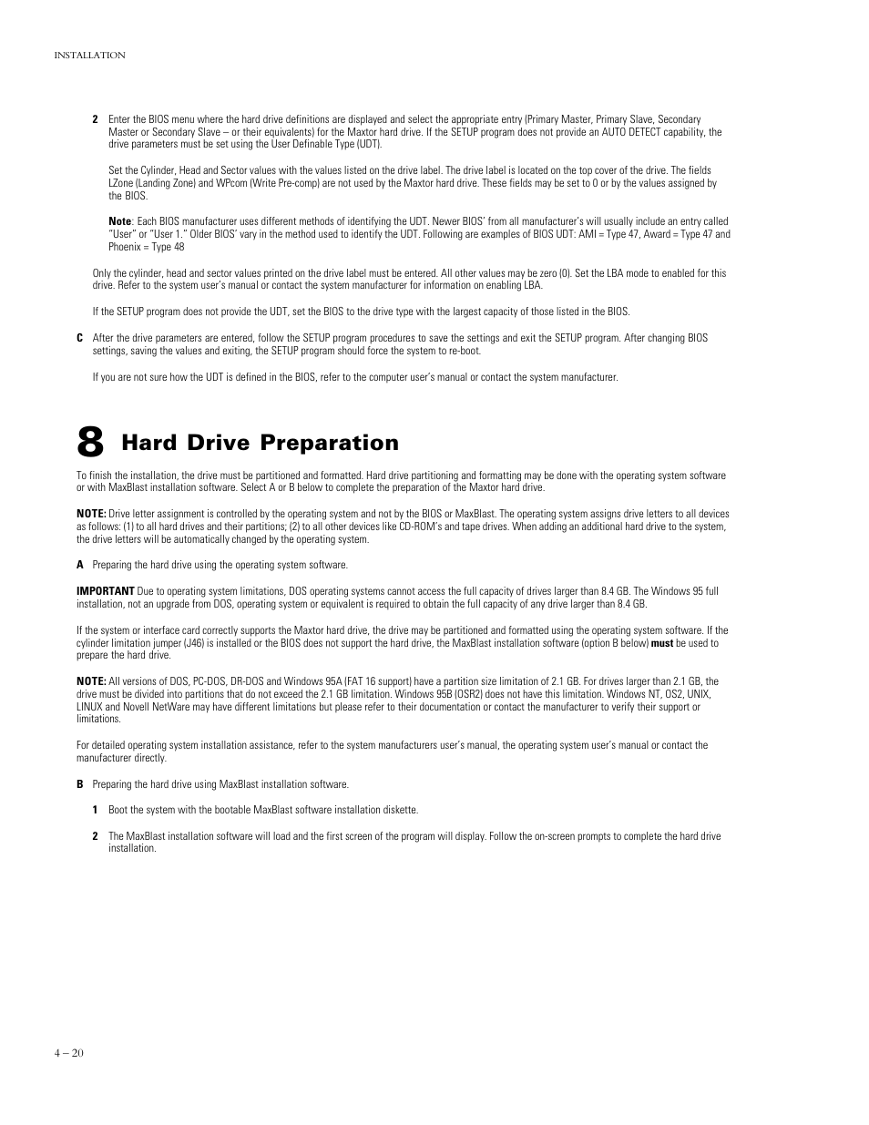 Hard drive preparation | Maxtor DIAMONDMAX 90840D7 User Manual | Page 25 / 26