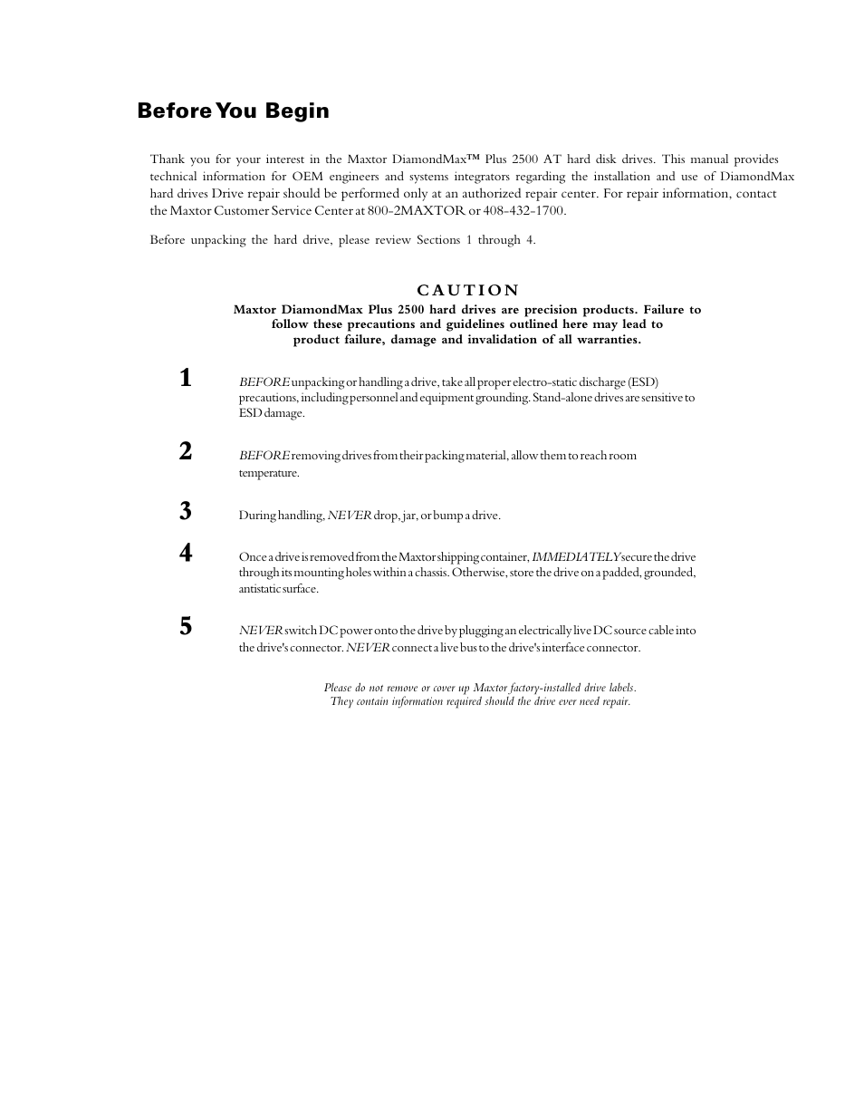 Before you begin | Maxtor DIAMONDMAX 90840D7 User Manual | Page 3 / 26