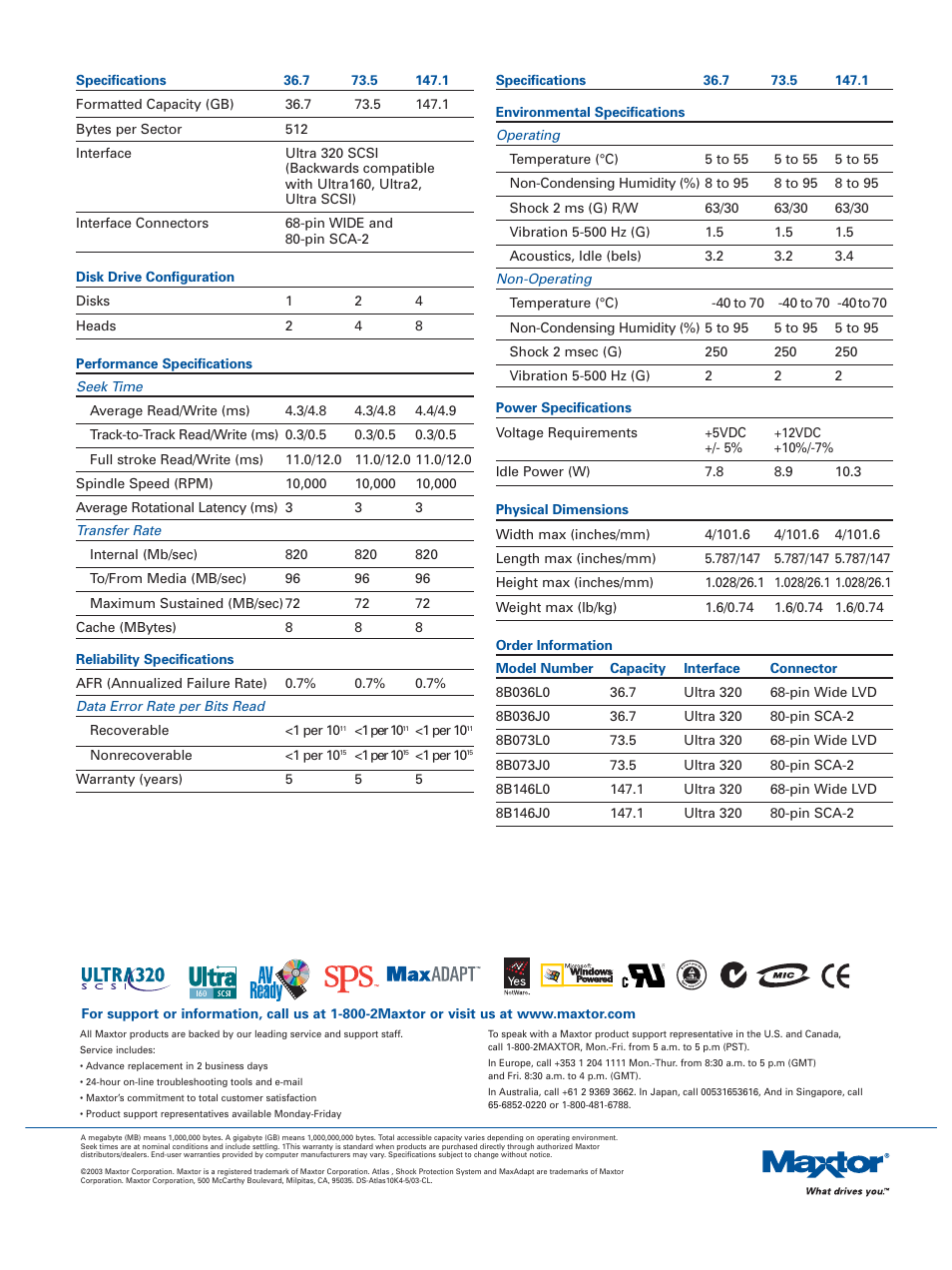 Maxtor Atlas 10K IV User Manual | Page 2 / 2