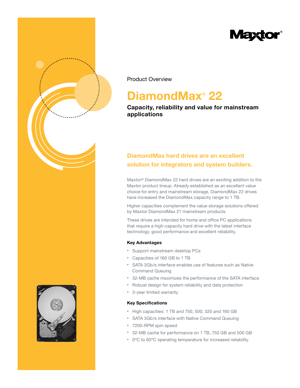Maxtor DiamondMax 22 User Manual | 2 pages