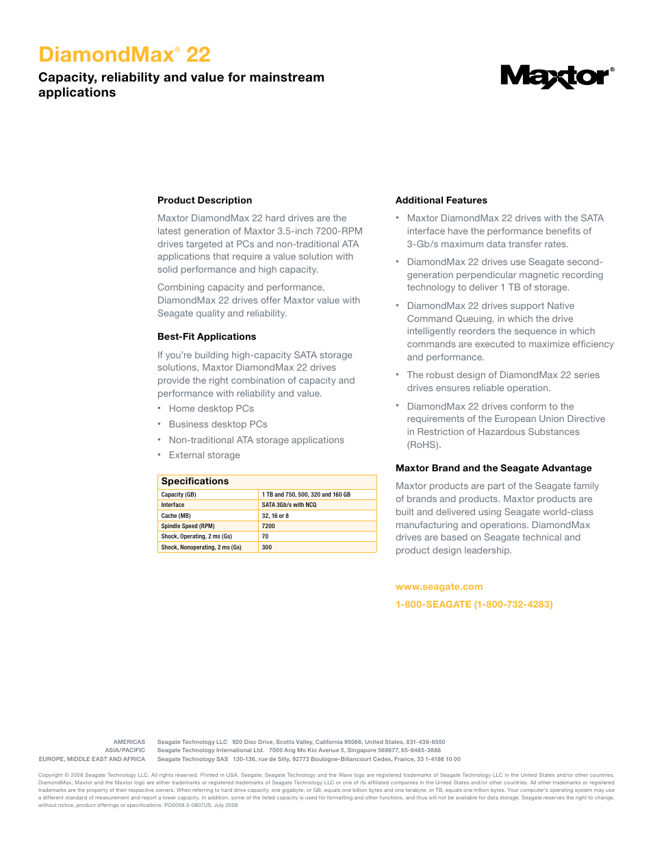Diamondmax | Maxtor DiamondMax 22 User Manual | Page 2 / 2