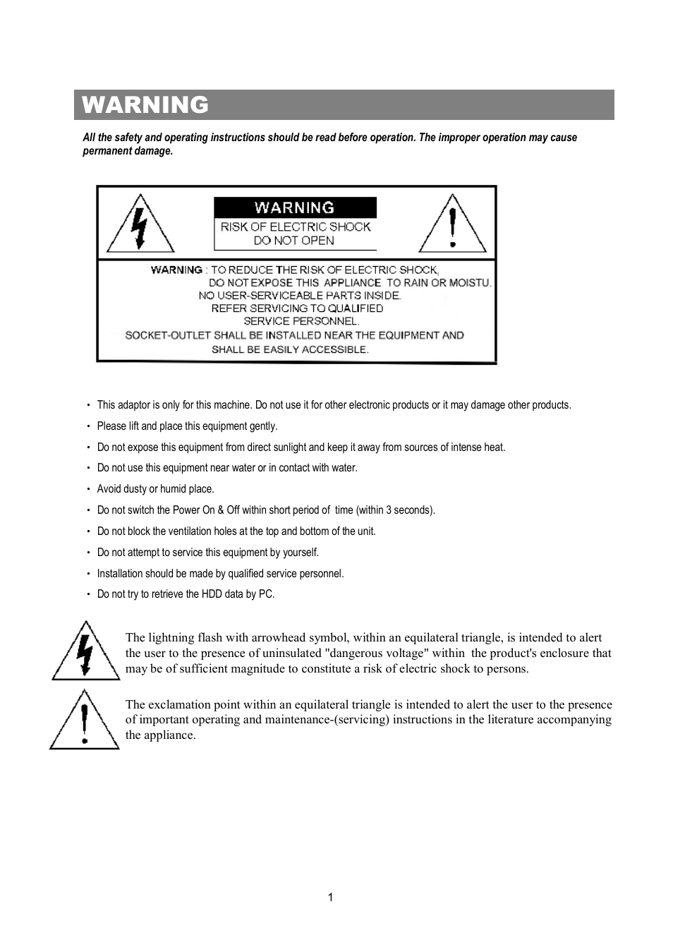 Warning | Maxtor 4 CH Digital Video Recorder User Manual | Page 2 / 24