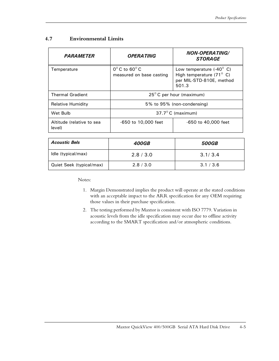 7 environmental limits, 7 environmental limits -5 | Maxtor QUICKVIEW ATA User Manual | Page 34 / 63