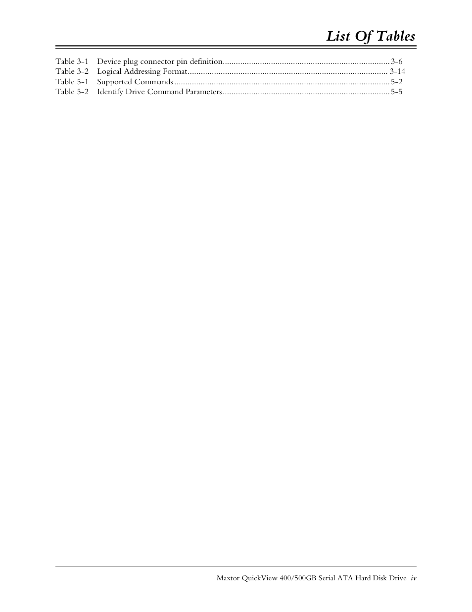 List of tables | Maxtor QUICKVIEW ATA User Manual | Page 8 / 63