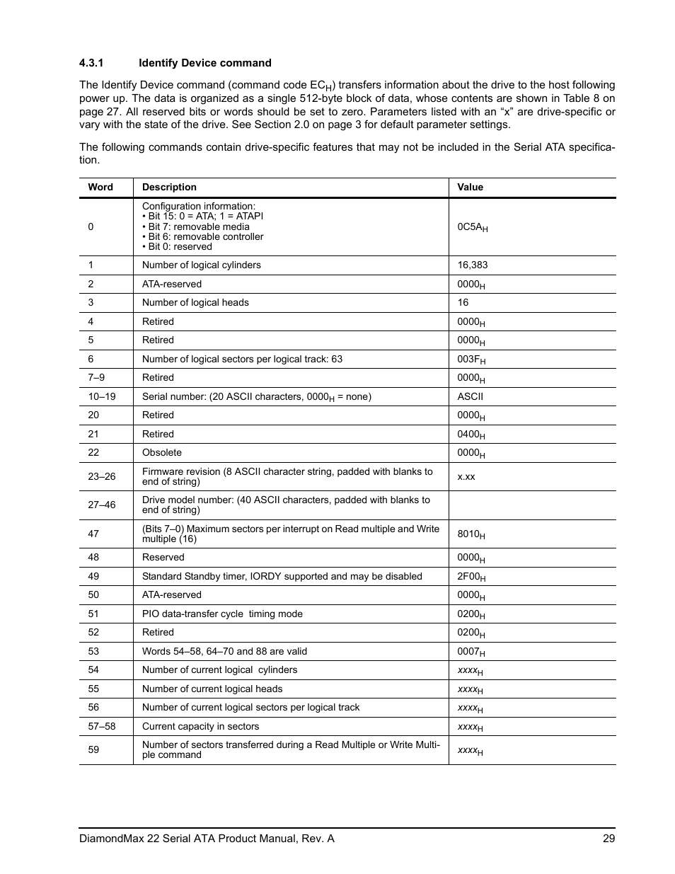 1 identify device command | Maxtor DIAMONDMAX 22 STM31000334AS User Manual | Page 35 / 48