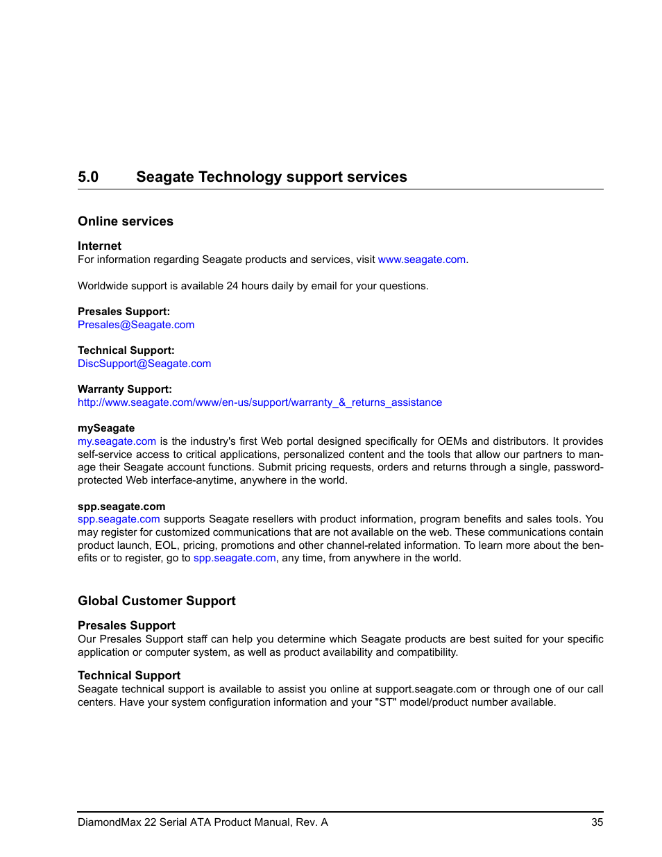 0 seagate technology support services | Maxtor DIAMONDMAX 22 STM31000334AS User Manual | Page 41 / 48