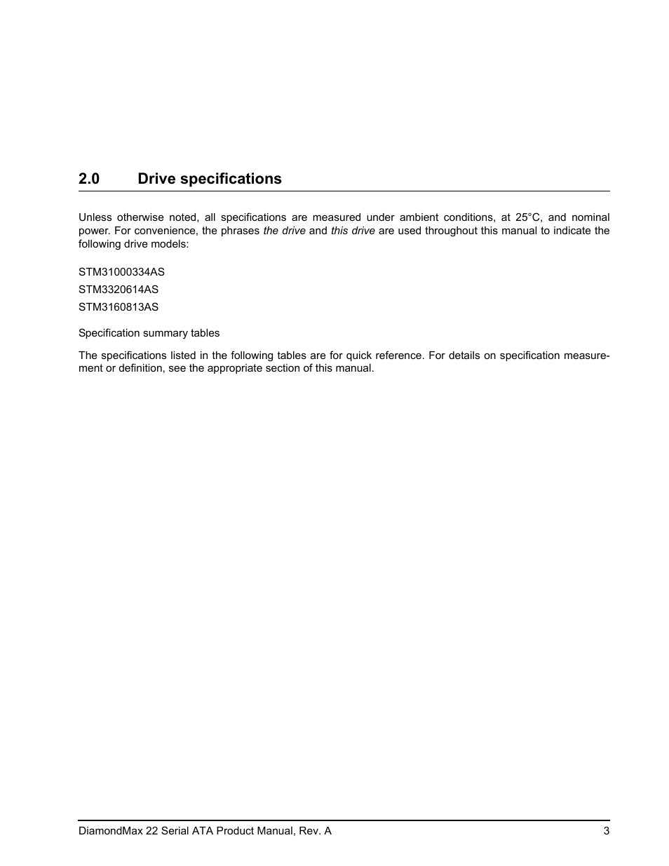 0 drive specifications | Maxtor DIAMONDMAX 22 STM31000334AS User Manual | Page 9 / 48