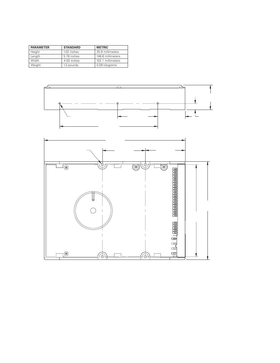 Physical dimensions, Figure 3 - 1 outline and mounting dimensions | Maxtor DiamondMax VL 17 User Manual | Page 19 / 71