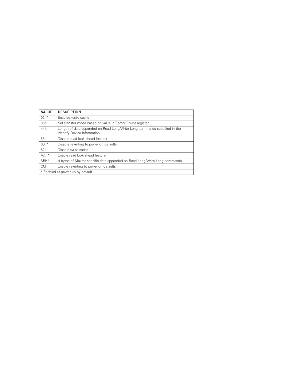 Set feature commands | Maxtor DiamondMax VL 17 User Manual | Page 54 / 71