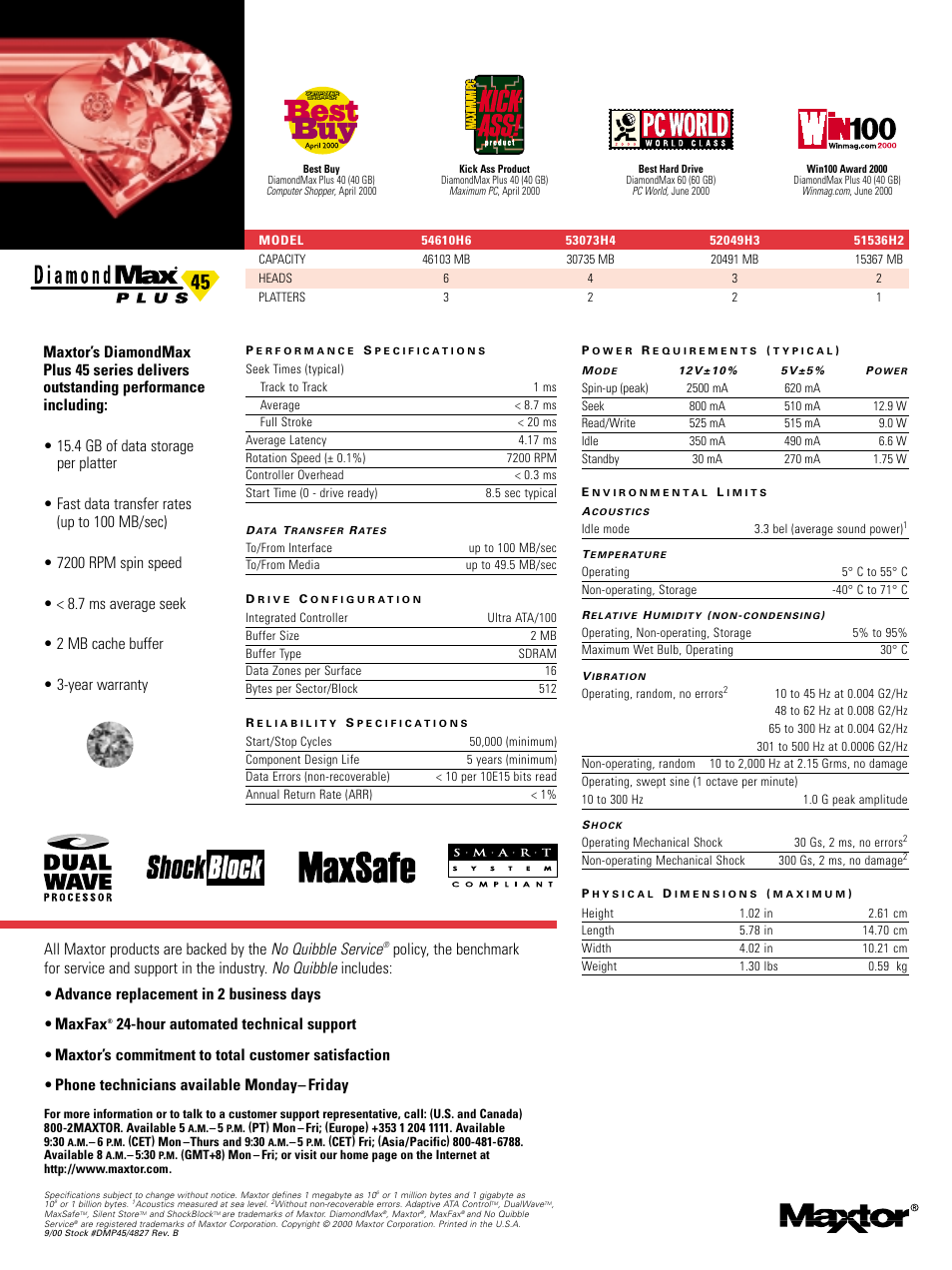 Maxtor DiamondMax Plus 45 Series User Manual | Page 2 / 2