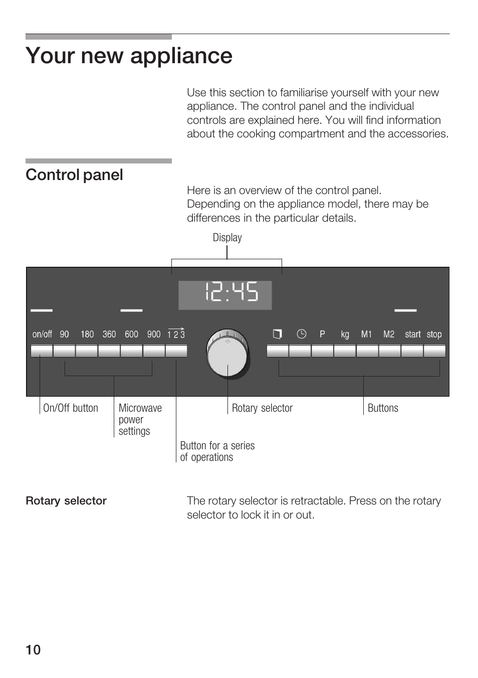 Your new appliance, Control panel | Siemens HF25M5L2 User Manual | Page 10 / 172