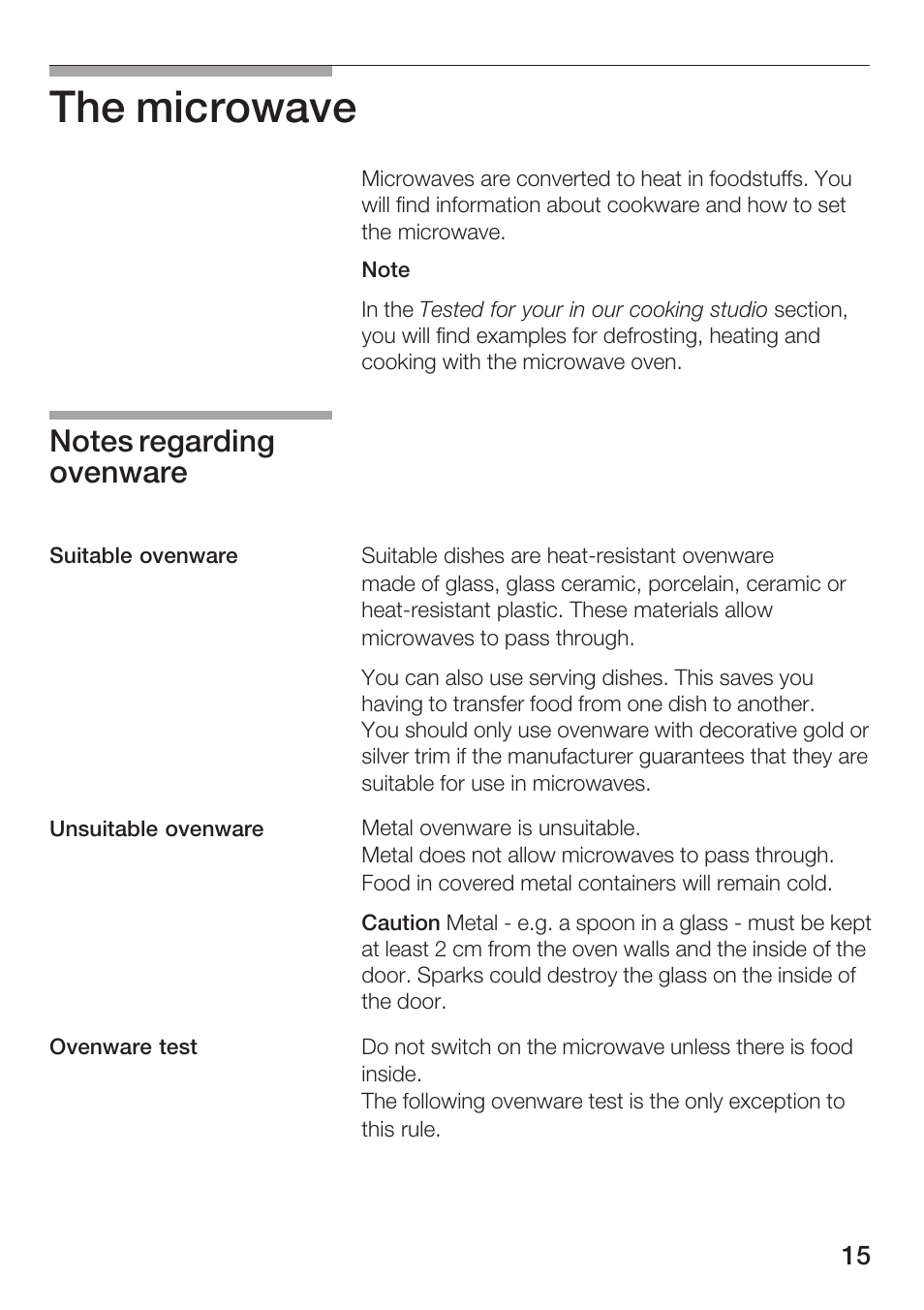 The microwave | Siemens HF25M5L2 User Manual | Page 15 / 172