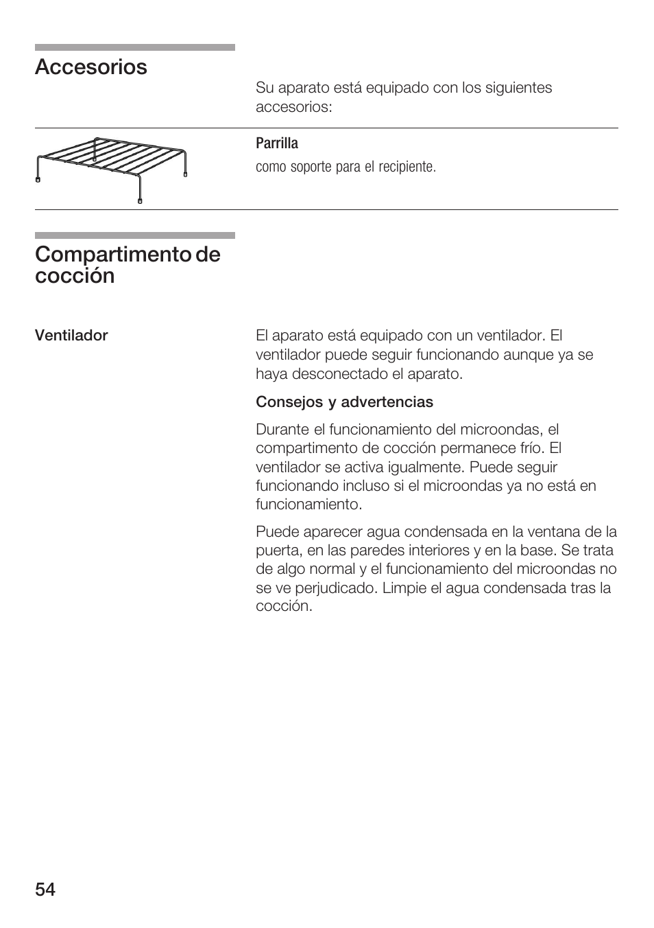 Accesorios compartimento de cocción | Siemens HF25M5L2 User Manual | Page 54 / 172