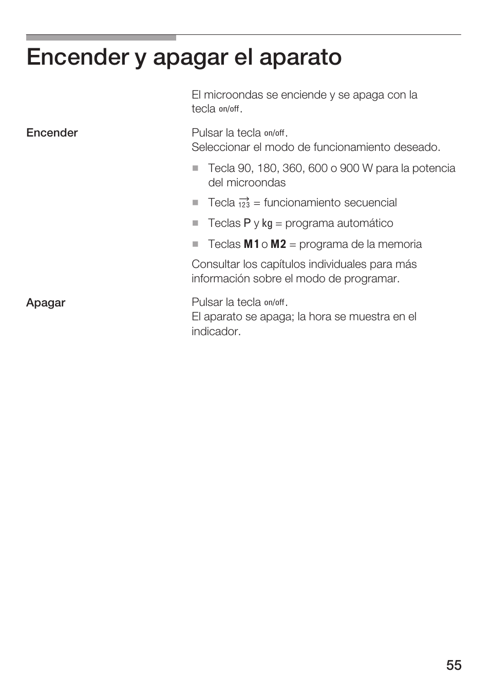 Encender y apagar el aparato | Siemens HF25M5L2 User Manual | Page 55 / 172
