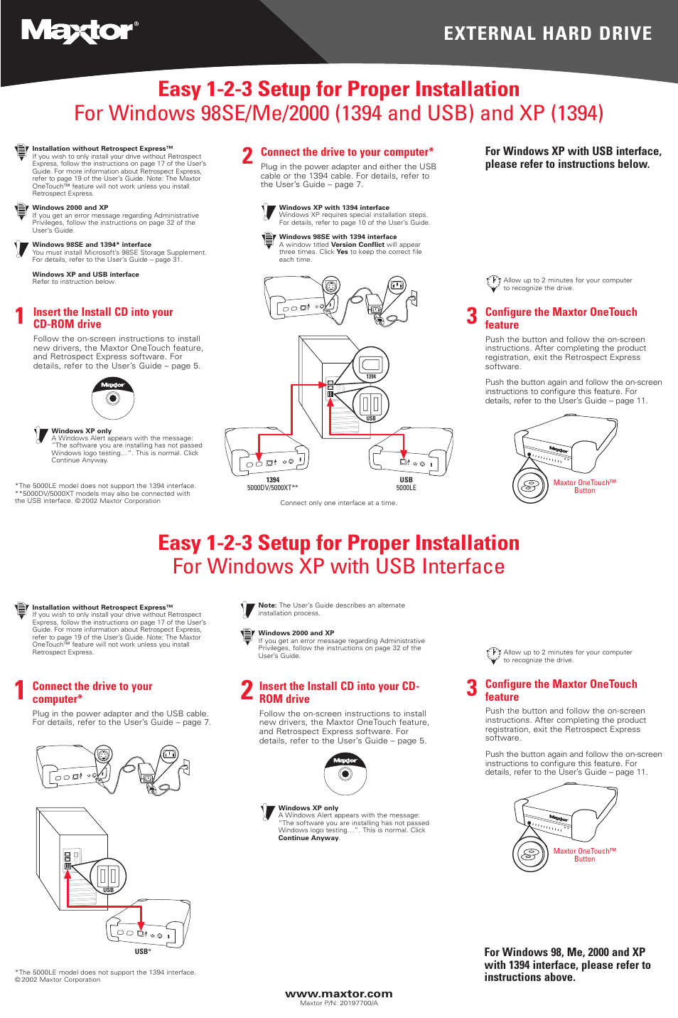 Maxtor 5000DV User Manual | 2 pages