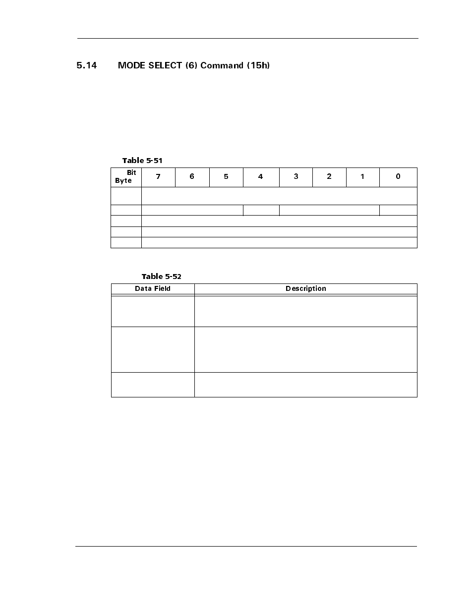 14 mode select (6) command (15h), 14 mode select (6) command (15h) -41, Table 5-51 | Table 5-52, Mode select (6) command field descriptions -41, 1&' 5'.'%6  %qoocpf j | Maxtor ATLAS 10K III User Manual | Page 105 / 284
