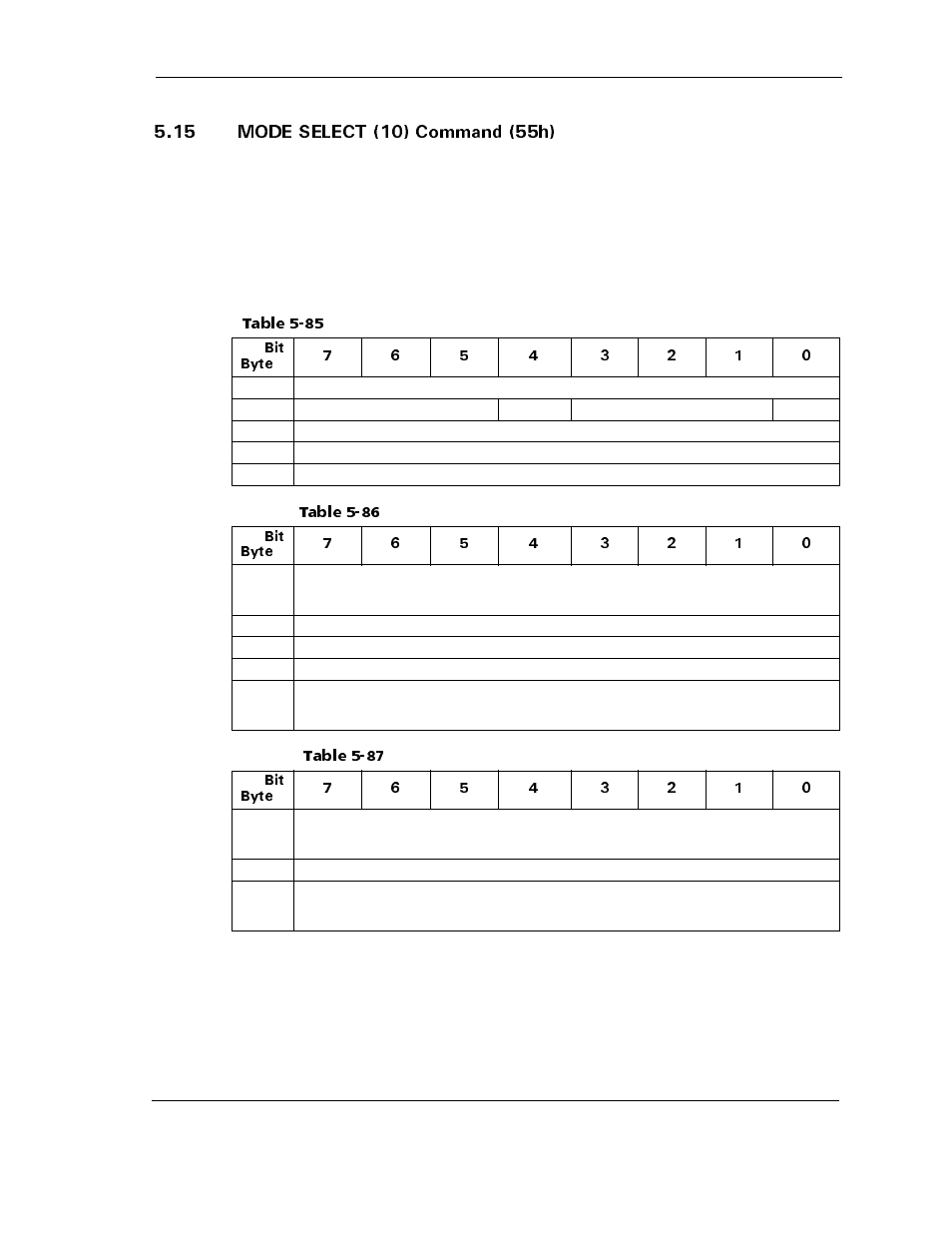 15 mode select (10) command (55h), 15 mode select (10) command (55h) -73, Table 5-85 | Table 5-86, Mode parameter header (10-byte)-data format -73, Table 5-87, Mode parameter block descriptor-data format -73, 1&' 5'.'%6  %qoocpf j | Maxtor ATLAS 10K III User Manual | Page 137 / 284