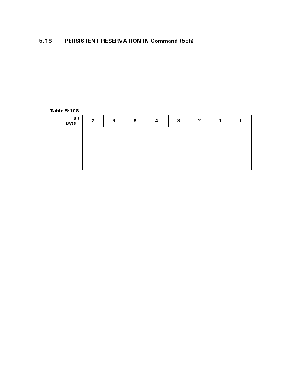 18 persistent reservation in command (5eh), 18 persistent reservation in command (5eh) -88, Table 5-108 | Persistent reservation in command | Maxtor ATLAS 10K III User Manual | Page 152 / 284