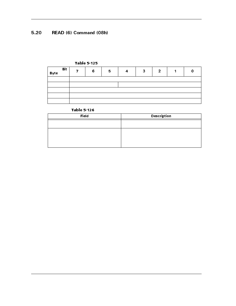 20 read (6) command (08h), Table 5-125 read (6) command-data format, Table 5-126 read (6) command -field descriptions | 20 read (6) command (08h) -106, Table 5-125, Read (6) command-data format -106, Table 5-126, Read (6) command-field descriptions -106, 4'#& %qoocpf j | Maxtor ATLAS 10K III User Manual | Page 170 / 284