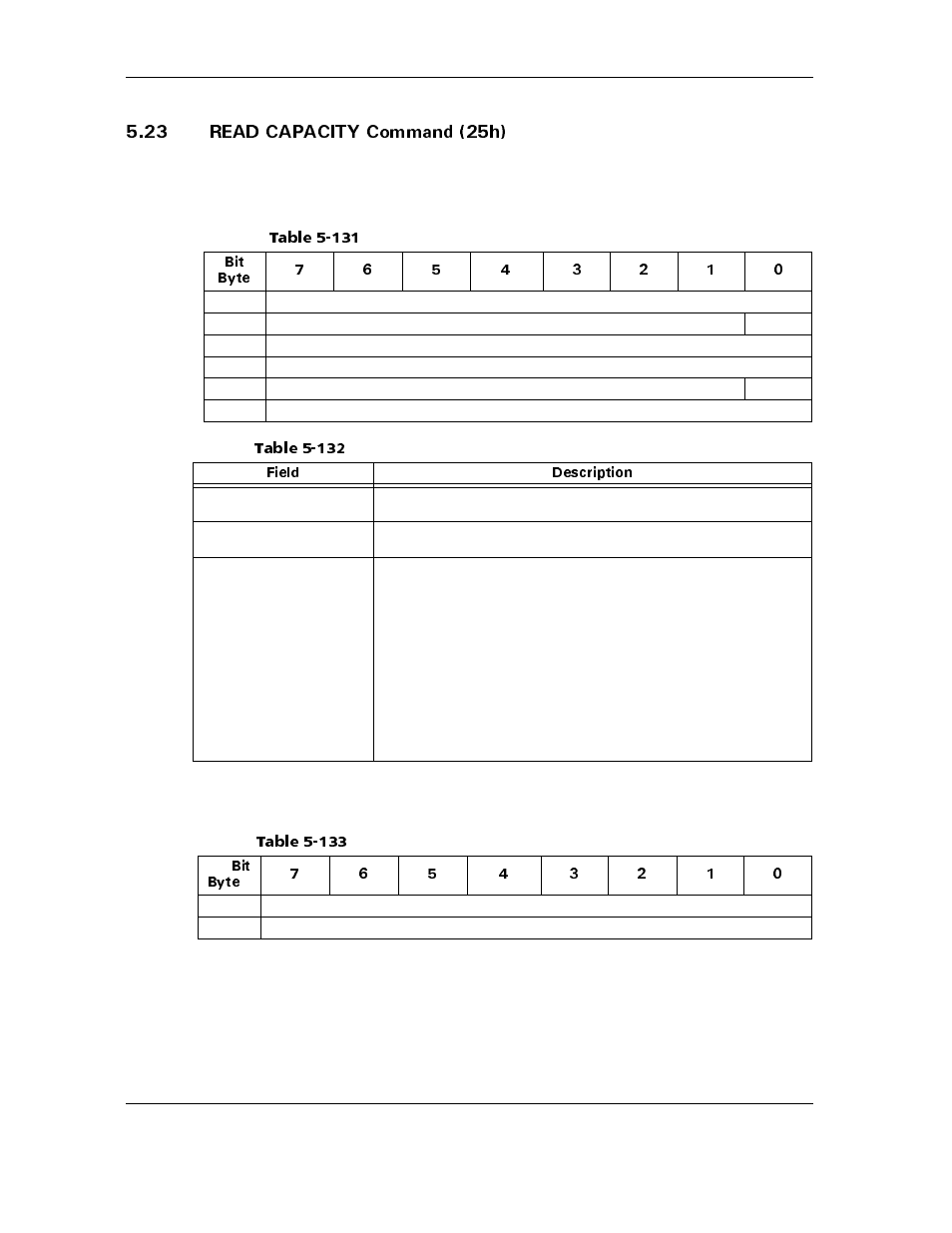 23 read capacity command (25h), Table 5-131 read capacity command-data format, 23 read capacity command (25h) -110 | Table 5-131, Read capacity command-data format -110, Table 5-132, Read capacity command-field descriptions -110, Table 5-133, Read capacity returned data-data format -110, 4'#& %#2#%+6; %qoocpf j | Maxtor ATLAS 10K III User Manual | Page 174 / 284