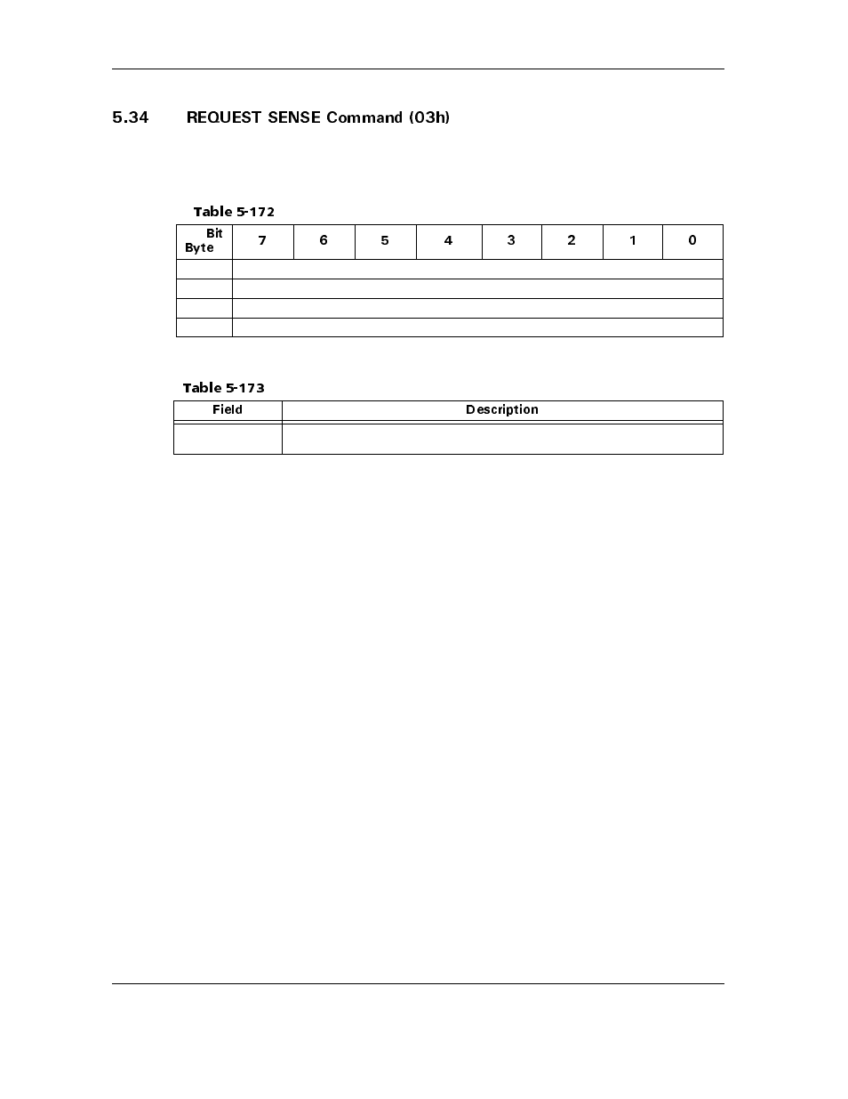 34 request sense command (03h), 34 request sense command (03h) -132, Table 5-172 | Table 5-173 | Maxtor ATLAS 10K III User Manual | Page 196 / 284