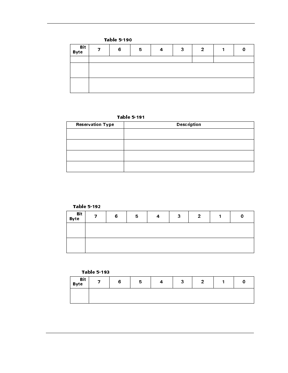 Table 5-190 extent descriptors-data format, Table 5-191 reservation types, Table 5-190 | Extent descriptors-data format -157, Table 5-191, Reservation types -157, Table 5-192, Table 5-193 | Maxtor ATLAS 10K III User Manual | Page 221 / 284