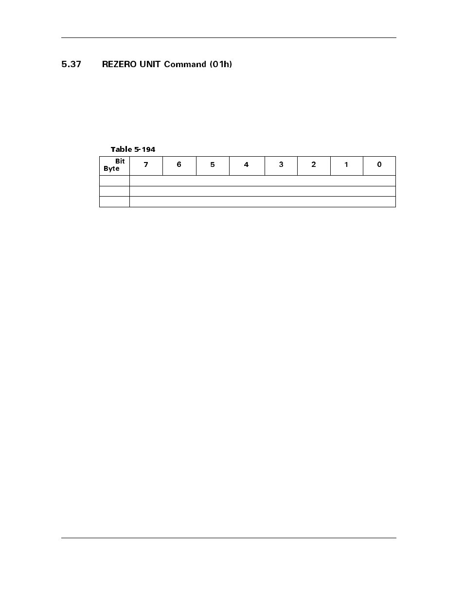 37 rezero unit command (01h), 37 rezero unit command (01h) -158, Table 5-194 | Maxtor ATLAS 10K III User Manual | Page 222 / 284