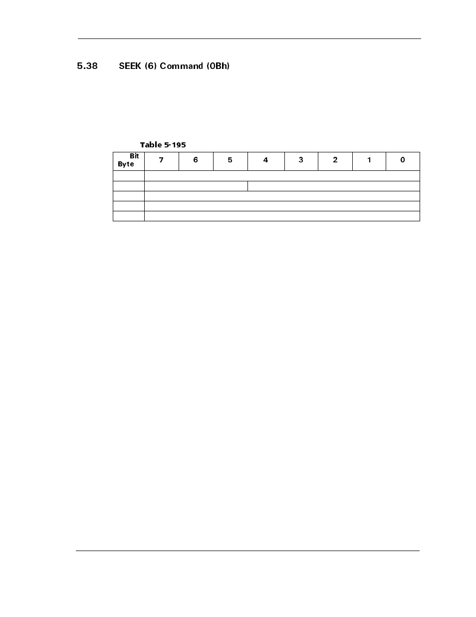 38 seek (6) command (0bh), 38 seek (6) command (0bh) -159, Table 5-195 | Seek (6) command descriptor block-data format -159, 5''-  %qoocpf $j | Maxtor ATLAS 10K III User Manual | Page 223 / 284