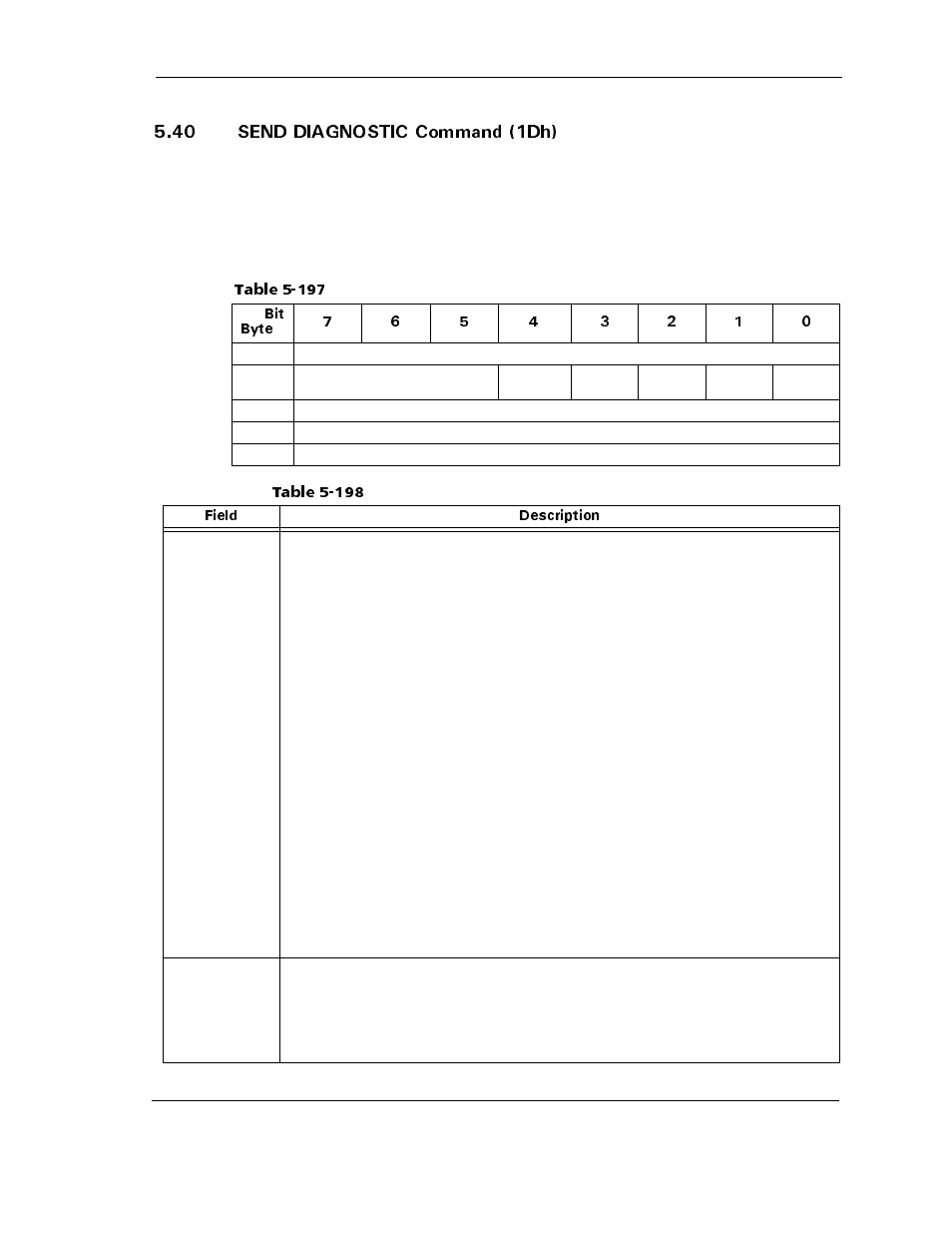 40 send diagnostic command (1dh), 40 send diagnostic command (1dh) -161, Table 5-197 | Table 5-198, Send diagnostic command-field descriptions -161 | Maxtor ATLAS 10K III User Manual | Page 225 / 284