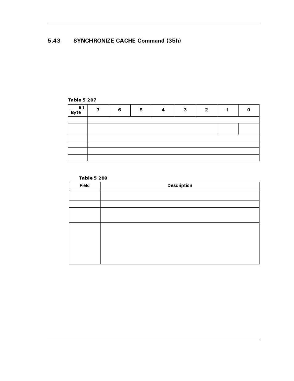 43 synchronize cache command (35h), 43 synchronize cache command (35h) -167, Table 5-207 | Table 5-208, Synchronize cache command-field descriptions -167 | Maxtor ATLAS 10K III User Manual | Page 231 / 284