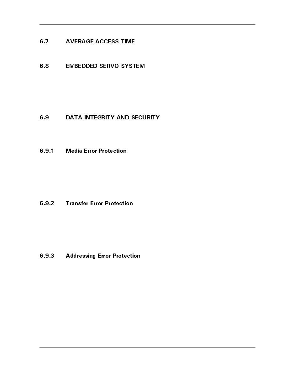 7 average access time, 8 embedded servo system, 9 data integrity and security | 1 media error protection, 2 transfer error protection, 3 addressing error protection, 7 average access time -4, 8 embedded servo system -4, 9 data integrity and security -4 | Maxtor ATLAS 10K III User Manual | Page 246 / 284