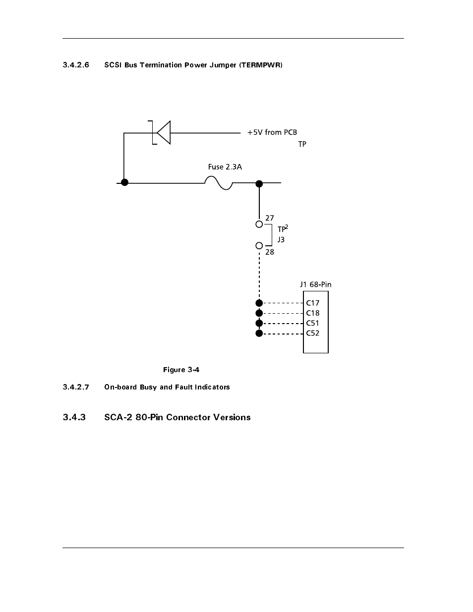 Figure 3-4 termination power circuitry, 3 sca-2 80-pin connector versions, 3 sca-2 80-pin connector versions -10 | Figure 3-4 termination power circuitry -10 | Maxtor ATLAS 10K III User Manual | Page 36 / 284