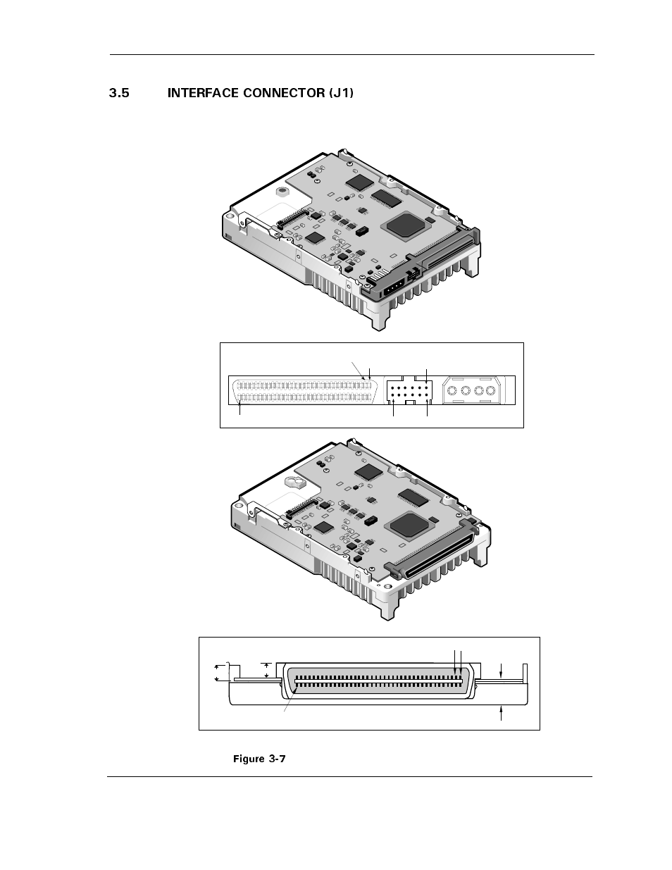 5 interface connector (j1), Figure 3-7 j1 interface connector configurations, 5 interface connector (j1) -15 | J1 interface connector configurations, Kiwtg | Maxtor ATLAS 10K III User Manual | Page 41 / 284