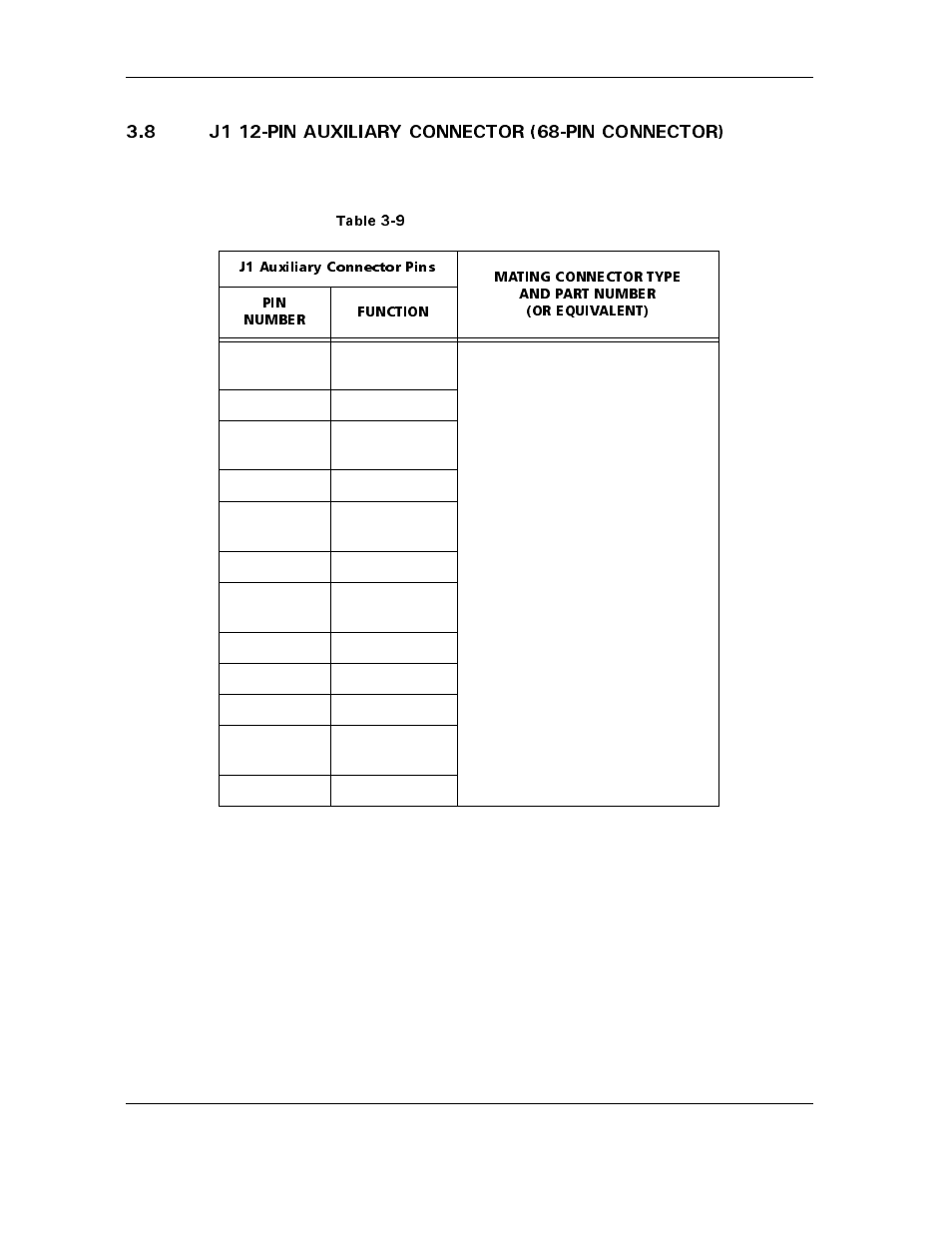 8 j1 12-pin auxiliary connector (68-pin connector), Table 3-9 j1 auxiliary 12-pin connector, Table 3-9 | J1 auxiliary 12-pin connector -22 | Maxtor ATLAS 10K III User Manual | Page 48 / 284
