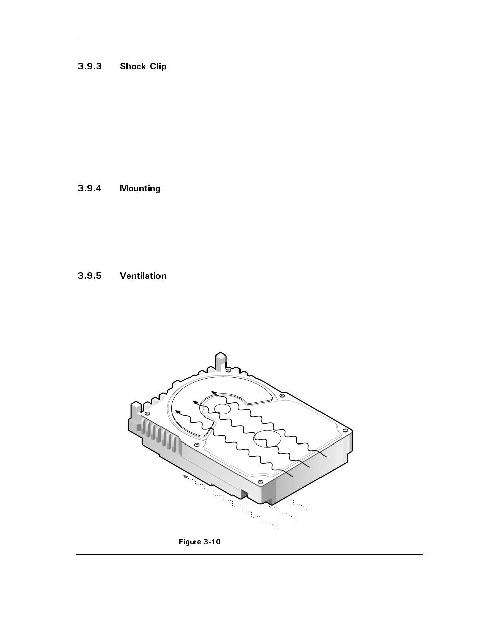 3 shock clip, 4 mounting, 5 ventilation | Figure 3-10 lengthwise airflow cooling, Figure 3-10 lengthwise airflow cooling -25 | Maxtor ATLAS 10K III User Manual | Page 51 / 284