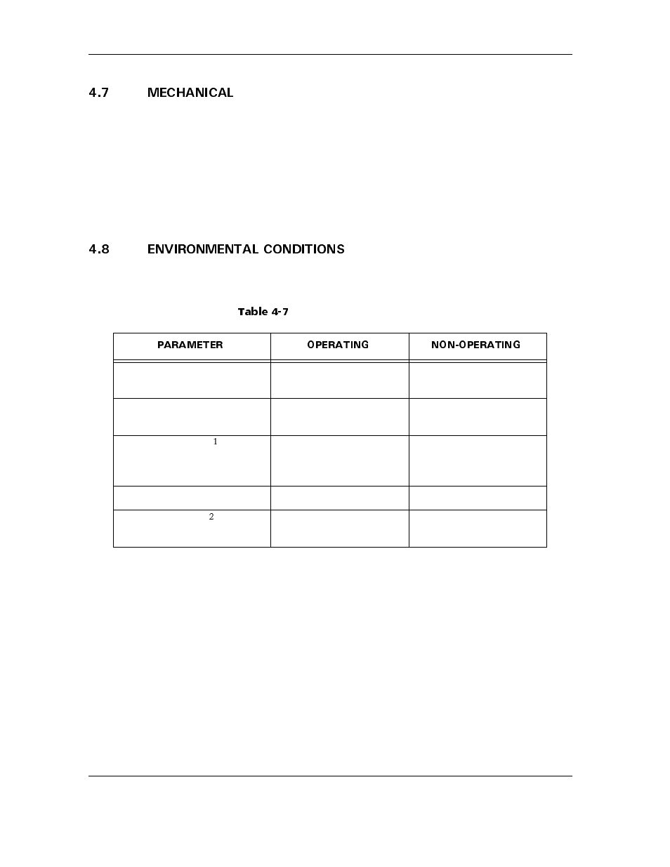 7 mechanical, 8 environmental conditions, Table 4-7 environmental specifications | 7 mechanical -8, 8 environmental conditions -8, Table 4-7, Environmental specifications -8 | Maxtor ATLAS 10K III User Manual | Page 60 / 284