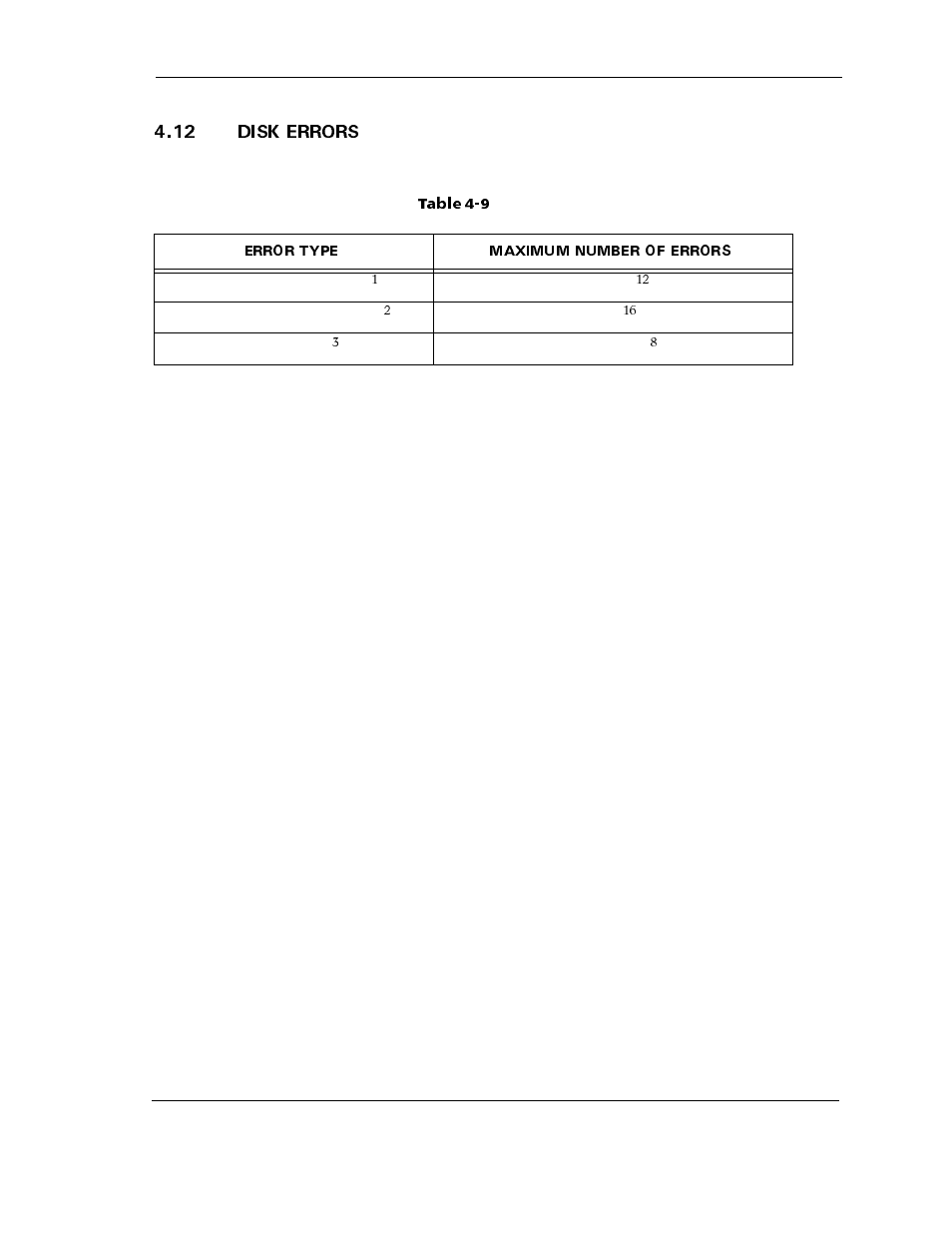 12 disk errors, Table 4-9 error rates, 12 disk errors -11 | Table 4-9, Error rates -11 | Maxtor ATLAS 10K III User Manual | Page 63 / 284