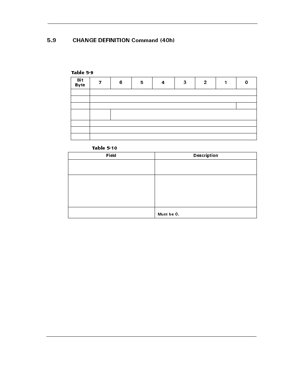9 change definition command (40h), Table 5-10 change definition-field descriptions, 9 change definition command (40h) -13 | Table 5-9, Table 5-10, Change definition-field descriptions -13 | Maxtor ATLAS 10K III User Manual | Page 77 / 284