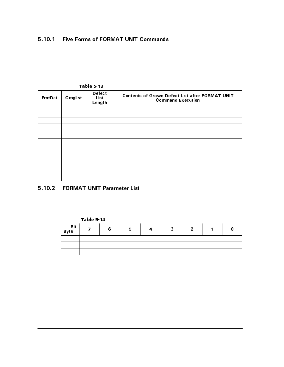1 five forms of format unit command s, Table 5-13 format unit command supported options, 2 format unit parameter list | Table 5-14 format unit parameter list-data format, Table 5-13, Format unit command supported options -16, Table 5-14, Format unit parameter list-data format -16 | Maxtor ATLAS 10K III User Manual | Page 80 / 284