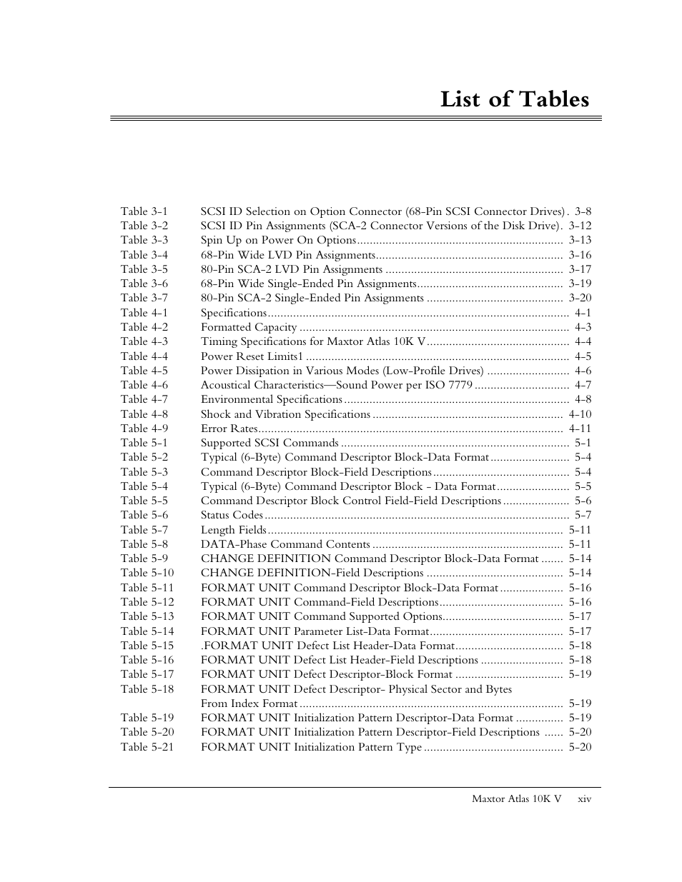 List of tables | Maxtor 10K V User Manual | Page 11 / 253