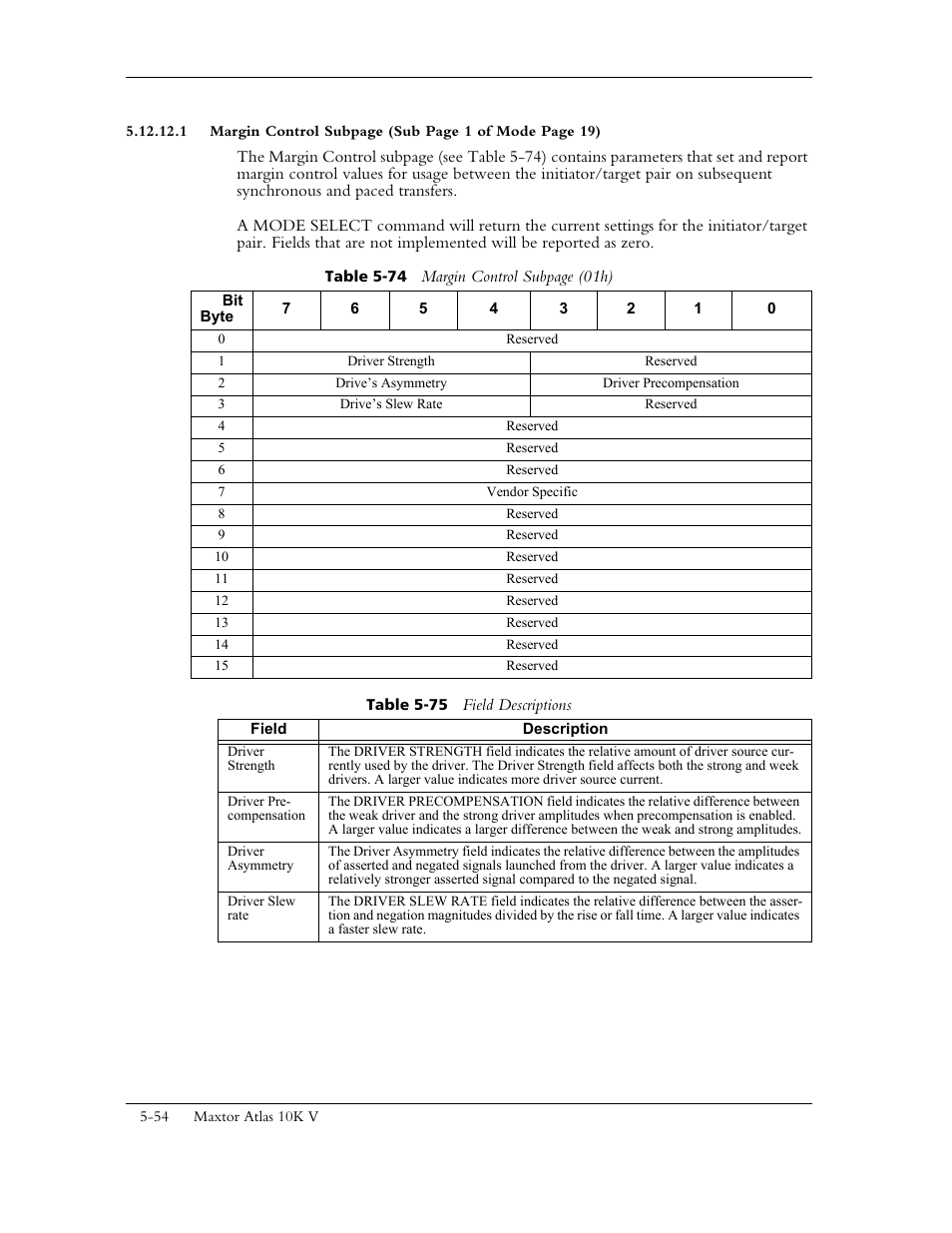 Table 5-75 field descriptions | Maxtor 10K V User Manual | Page 112 / 253