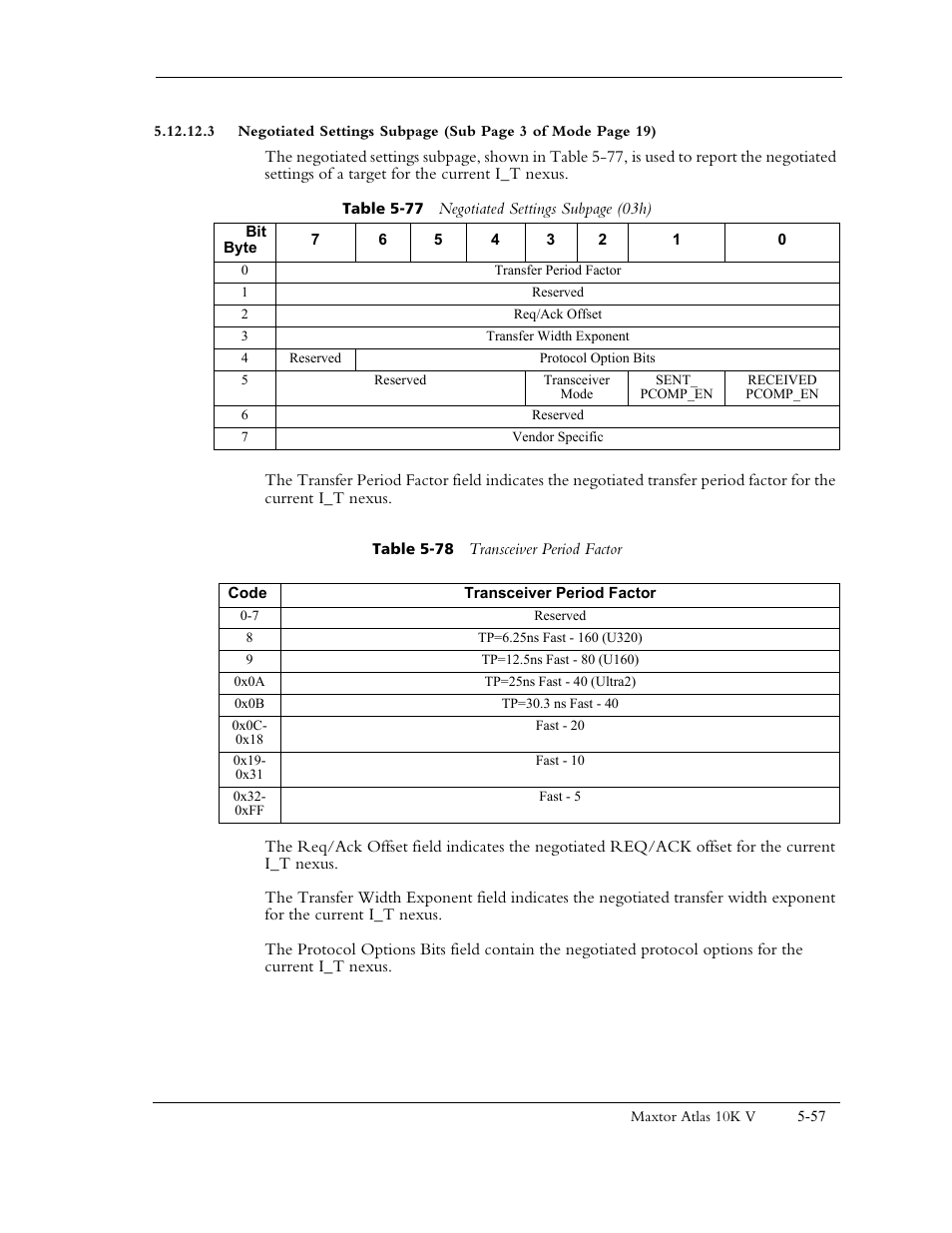Table 5-78 transceiver period factor | Maxtor 10K V User Manual | Page 115 / 253