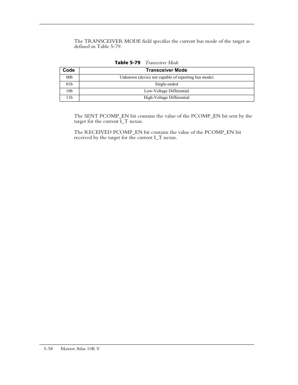 Table 5-79 transceiver mode | Maxtor 10K V User Manual | Page 116 / 253