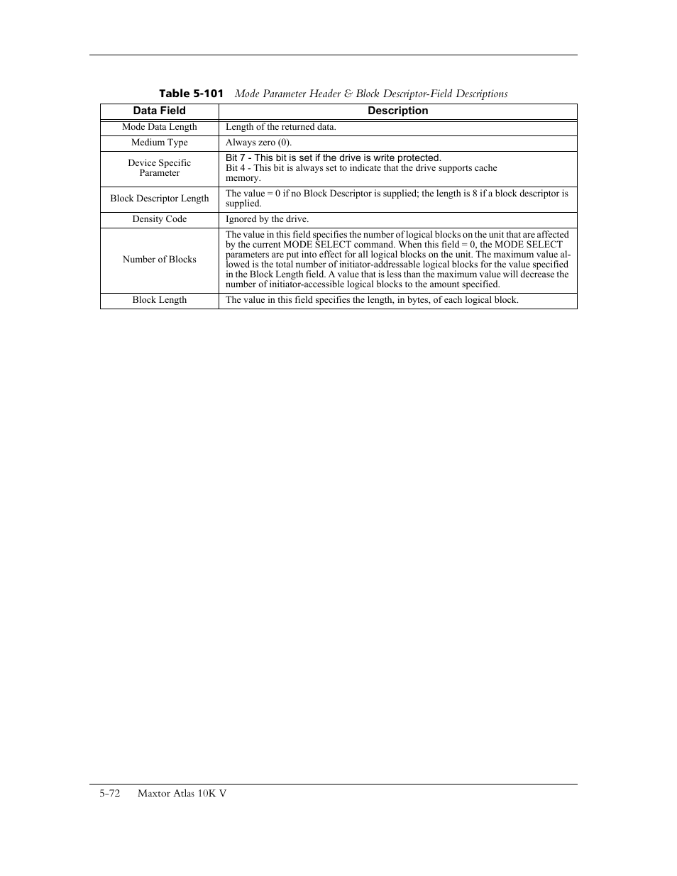 And table 5-101 for descriptions of the fields | Maxtor 10K V User Manual | Page 130 / 253