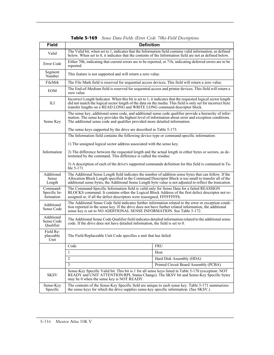 Defined in table 5-169 | Maxtor 10K V User Manual | Page 174 / 253