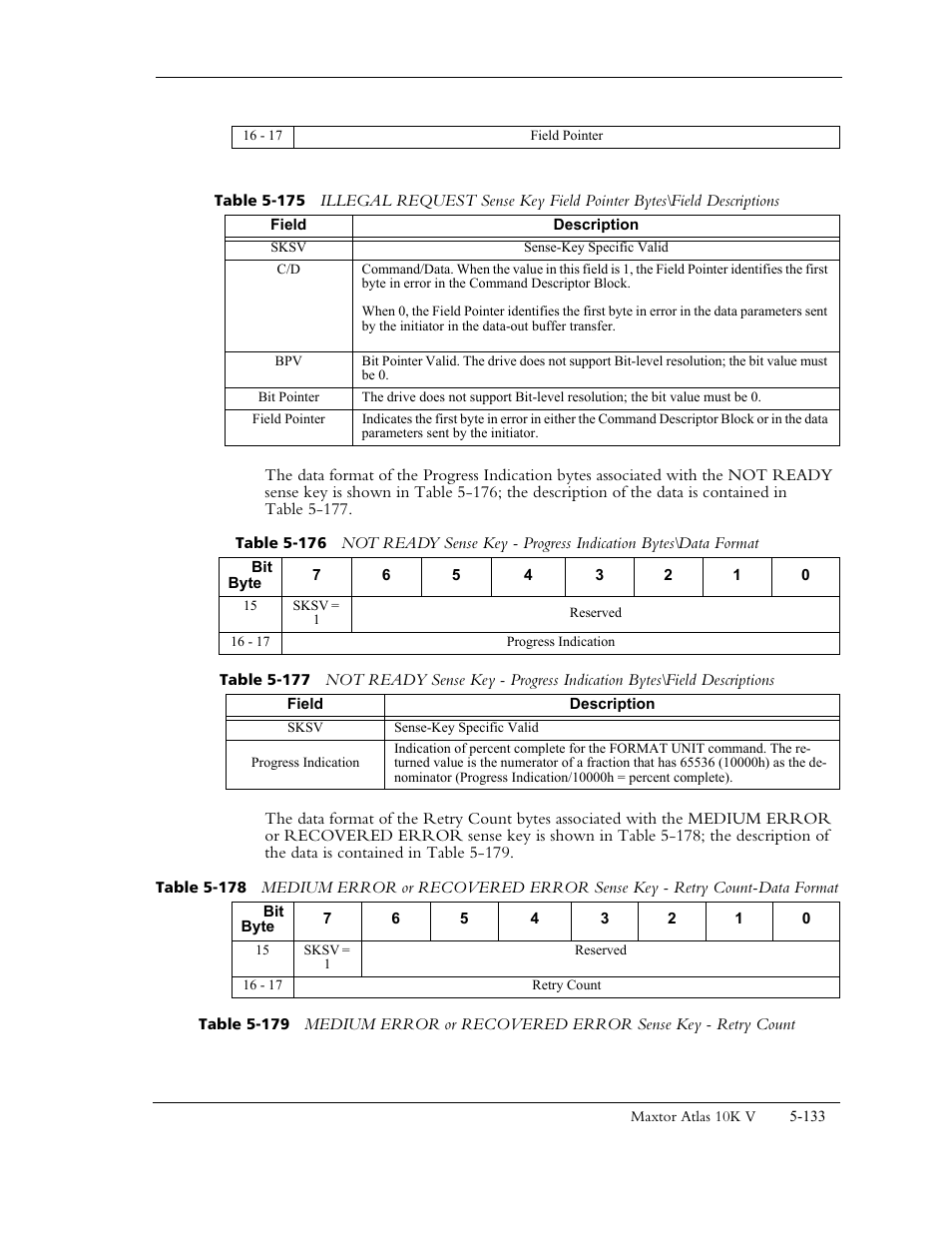 Is in table 5-175, Table 5-176), Table 5-178) | Maxtor 10K V User Manual | Page 191 / 253