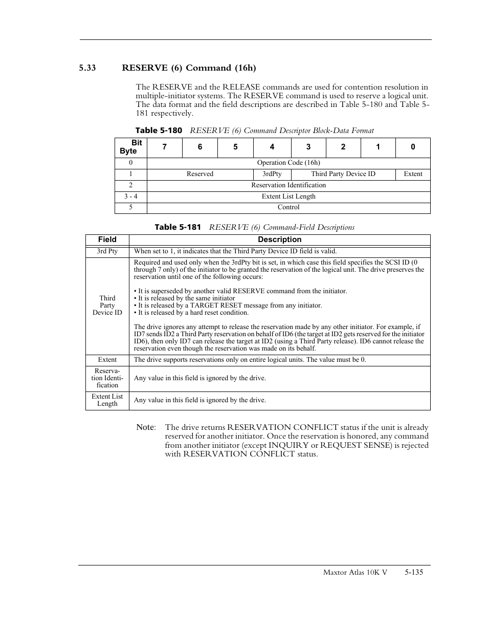 33 reserve (6) command (16h) | Maxtor 10K V User Manual | Page 193 / 253