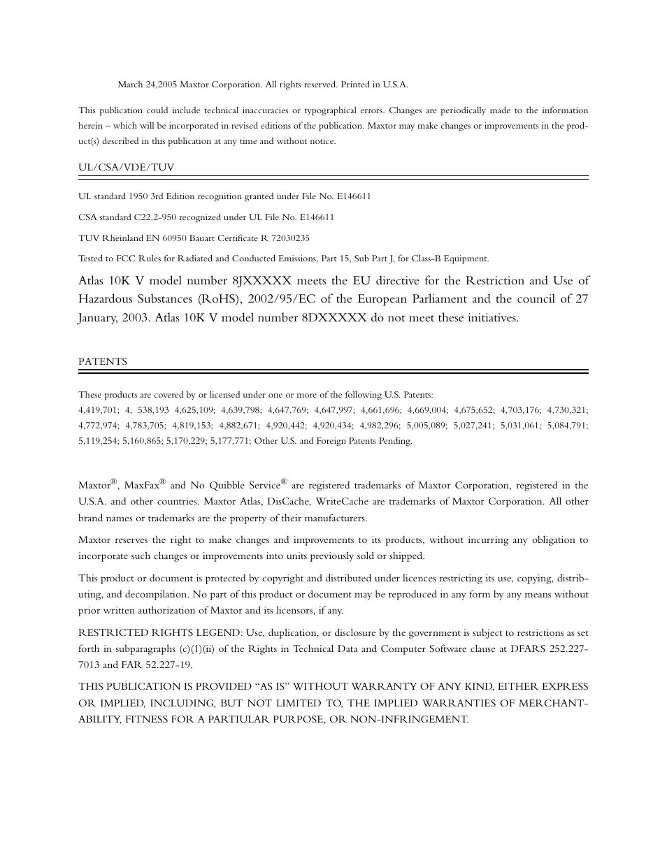 Maxtor 10K V User Manual | Page 2 / 253