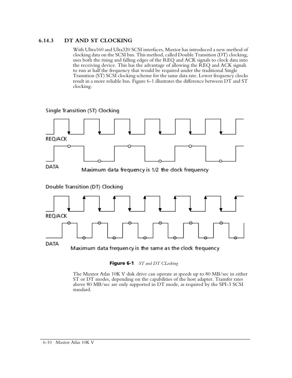 3 dt and st clocking, Figure 6-1 st and dt clocking | Maxtor 10K V User Manual | Page 224 / 253