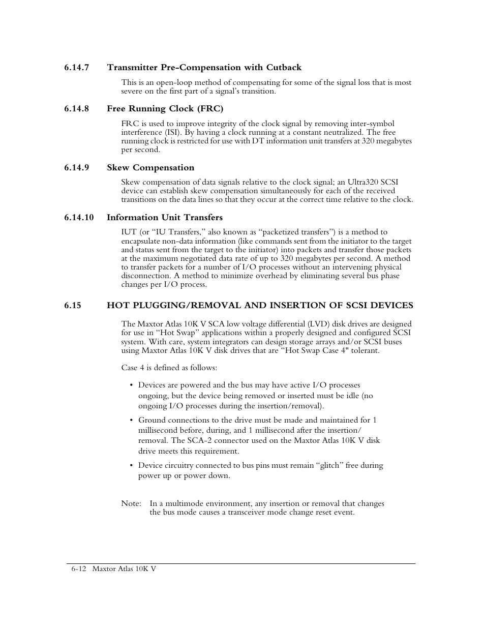 7 transmitter pre-compensation with cutback, 8 free running clock (frc), 9 skew compensation | 10 information unit transfers | Maxtor 10K V User Manual | Page 226 / 253
